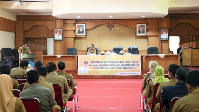 Pemutakhiran data tindak lanjut hasil temuan Inspektorat Daerah Kabupaten Soppeng tahun 2018, Senin (22/10/2018).