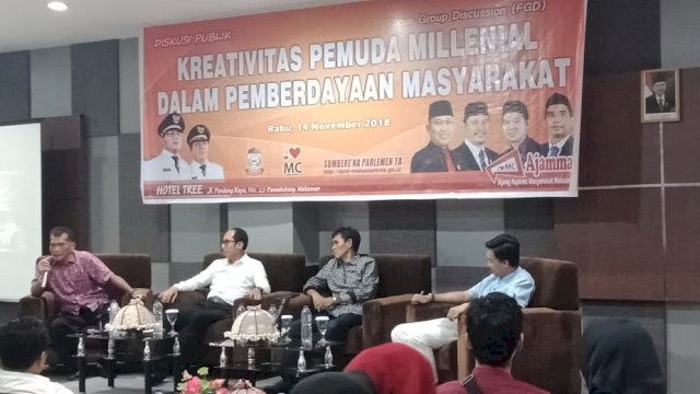 Forum Group Discussion DPRD Kota Makassar di Hotel Tree, Jalan Pandang Raya, Makassar, Rabu (14/11/2018).