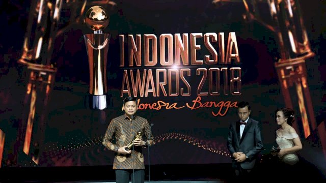 Bupati Gowa, Adnan Purichta Ichsan memberi sambutan pada Indonesia Awards 2018, Kamis (15/11/2018).