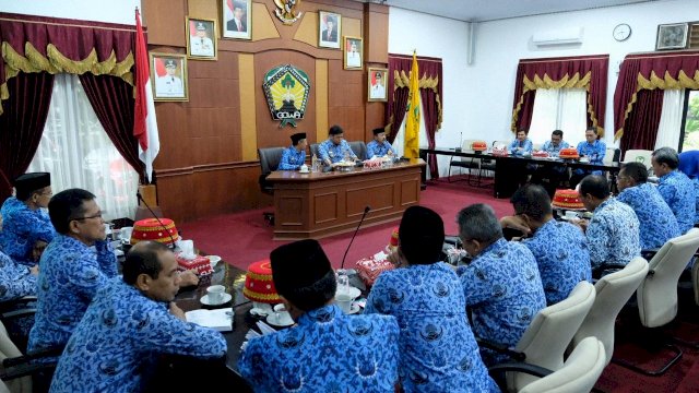 Coffe Morning Pemerintah Kabupaten Gowa di Baruga Karaeng Gallesong Kantor Bupati Gowa, Kamis (17/01/2019).