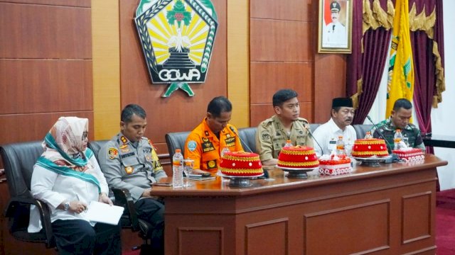 Rapat Koordinasi Penanganan Bencana Kabupaten Gowa di Baruga Karaeng Pattingalloang, Kantor Bupati Gowa, Rabu (23/01/2019).