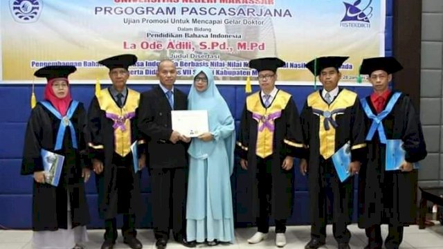 Ujian Promosi Doktor La Ode Adili di Universitas Negeri Makassar, Senin (28/01/2019).