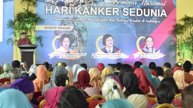 Seminar Nasional Peringatan Hari Kanker Sedunia yang digelar di Wisma Negara, Center Poin Of Indonesia, Sabtu (09/02/2019).