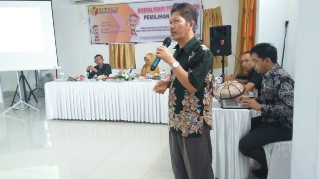 Sosialisasi pengawasan pengawasan pemilu 2019 oleh Bawaslu Soppeng, Selasa (19/02/2019).