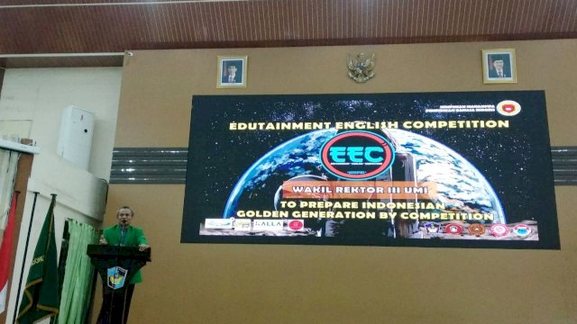 Wakil Rektor Rektor III Universitas Muslim Indonesia (UMI), Prof. Laode Husein membuka Edutainmen English Competition tahun 2019, yang digelar oleh Fakultas Sastra UMI, di Auditorium Al-Jibra, Sabtu (06/04/2019).