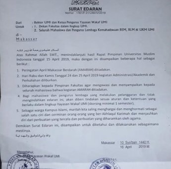 Sangsi Skorsing Menanti Mahasiswa UMI yang Peringati Amarah