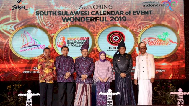 Launching South Sulawesi Calendar Of Event Wonderful 2019, di Balairung Soesilo Soedirman, Gedung Sapta Pesona Kementerian Pariwisata, Jakarta Pusat, Sabtu (26/04/2019).