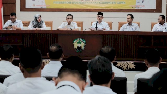 Rapat sosialisasi penggunaan dana kelurahan di Baruga Karaeng Galesong, Kantor Bupati Gowa, Rabu (08/05/2019).