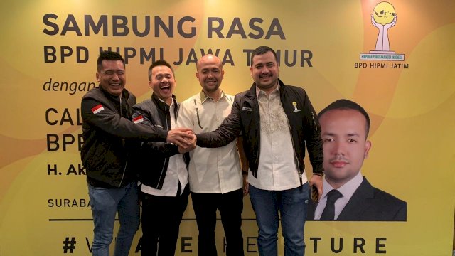 Silaturahmi Caketum BPP Hipmi Pusat, Akbar Himawan Buchari, dengan pengurus Hipmi Jawa Timur di Kota Surabaya, Selasa (18/06/2019).