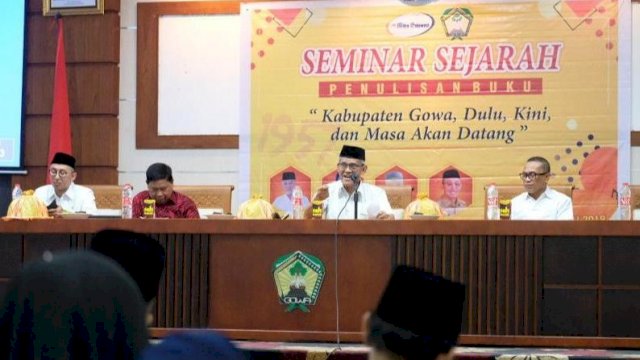 Seminar sejarah penulisan buku 'Kabupaten Gowa Dulu, Kini dan Masa Akan Datang', di Baruga Karaeng Galesong, Kantor Bupati Gowa, Rabu (24/07/2019).
