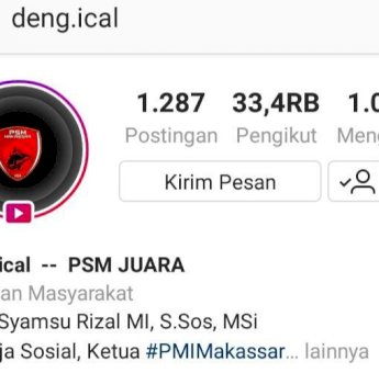 Jelang Final Leg Kedua Piala Indonesia 2019, Deng Ical Ganti Profil IG dengan Logo PSM Makassar