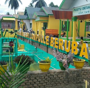 Indahnya Pekarangan Kantor Desa Lompulle Soppeng, Ada Kolam Ikan Sidat