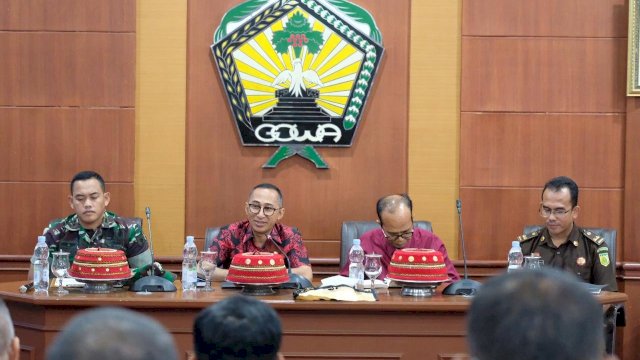 Rapat Forum Koordinasi Stabilitas Keamanan dan Ketertiban Masyarakat (Kamtibmas) di Baruga Karaeng Pattingalloang, Kantor Bupati Gowa, Kamis (25/07/2019).