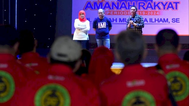 Ilham Arief Sirajuddin (IAS), Aliyah Mustika dan Syamsu Rizal (Deng Ical) saat mengumpulkan tim se Kota Makassar, Jumat (02/08/2019).