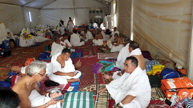 Jamaah Calon Haji Kabupaten Soppeng sudah menempati tenda-tenda yang sudah disiapkan, Sabtu (10/08/2019).