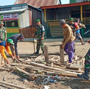 Kasdim 1423 Soppeng Pimpin Kerja Bakti di Lapangan Labuleng