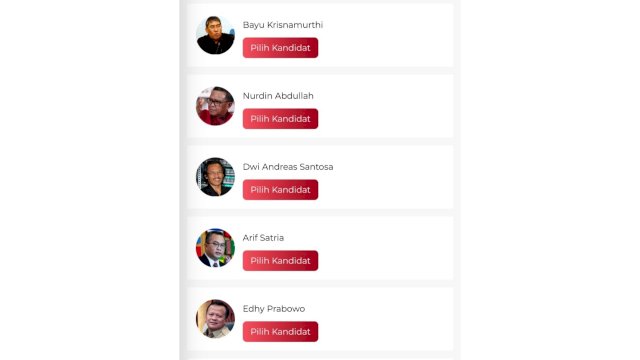 Nama Gubernur Sulsel Prof. Nurdin Abdullah, terlihat berada diurutan ke-2 sebagai calon Menteri Pertanian RI.