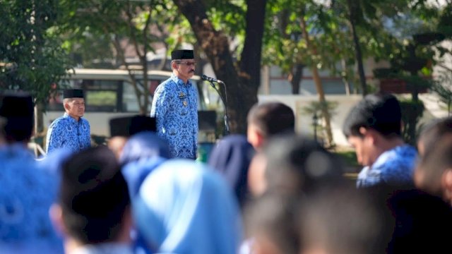Wakil Bupati Gowa Abdul Rauf Malaganni, memimpin upacara peringatan Hari Kesaktian Pancasila, di Lapangan Upacara Kantor Bupati Gowa, Aelasa (01/10/2019).