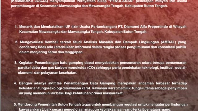 Pernyataan Sikap Kambaka Jogja.