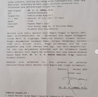 Mengaku Salah, Jumras Sampaikan Maaf Ke Gubernur Nurdin Abdullah