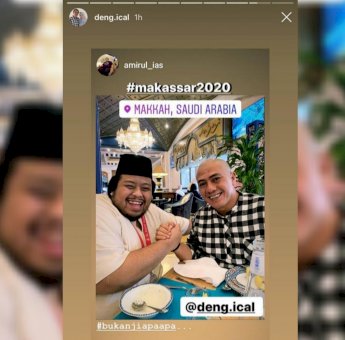 Deng Ical dan Iyul Kompak Posting Foto Salam Komando di Makkah