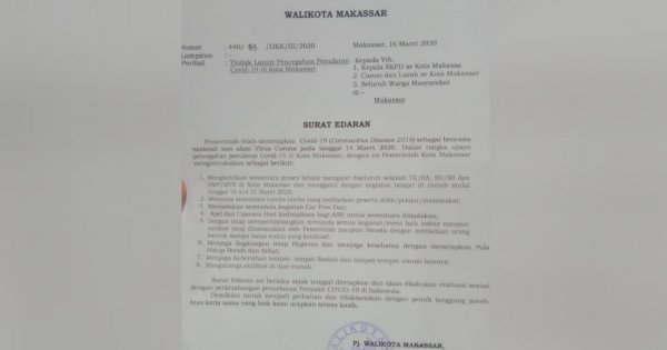 Antisipasi Virus Corona, Pemkot Makassar Liburkan Sekolah