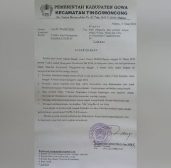 Cegah Penyebaran Virus Cirona, Obyek Wisata Malino Ditutup