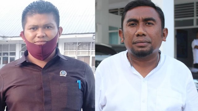 Wakil Ketua Komisi III DPRD Buteng Sa'al Musrimin Haadi (Kiri), Ketua KNPI Buteng Firman.