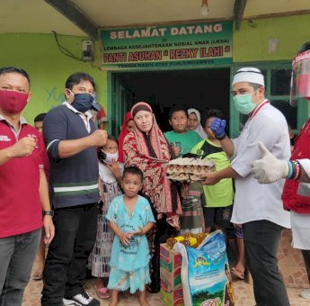 Pademi Covid-19, PMI Rappocini Salurkan Bantuan Sembako Ke Panti Asuhan