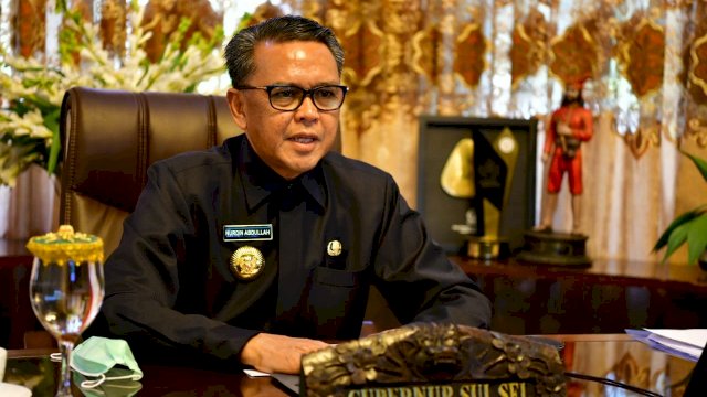 Gubernur Sulsel Prof Nurdin Abdullah, memimpin Musrembang Tahun Anggaran (T.A) 2021, Senin (20/04/2020).