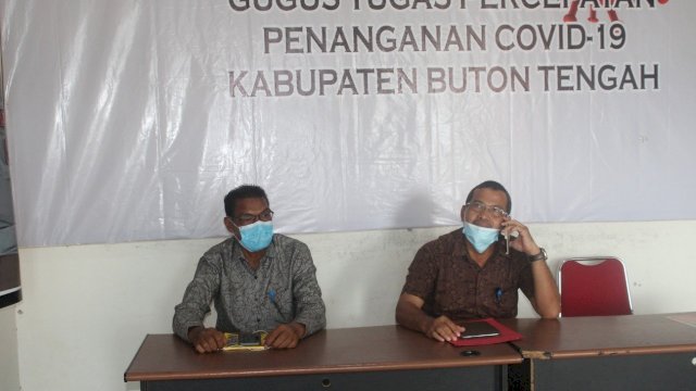 Konferensi Pers Gugus Tugas Penanganan Covid-19 Kabupaten Buton Tengah, Sabtu (16/05/2020).