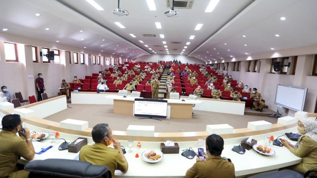 Rapat Koordinasi di Ruang Rapat Sipakalebbi, di Kantor Wali Kota Makassar, Selasa (26/05/2020).