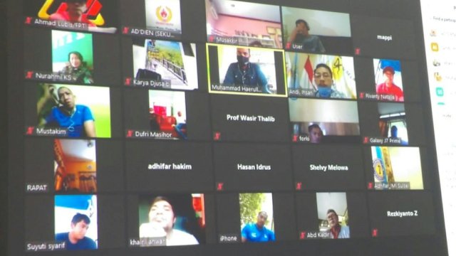 Rapat Firtual KONI Sulsel, Kamis (17/06/2020).