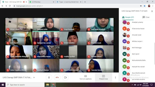 Sekolah Islam Terpadu Al Fatih Gelar Ujian Daring via Google Meet dan e-Learning