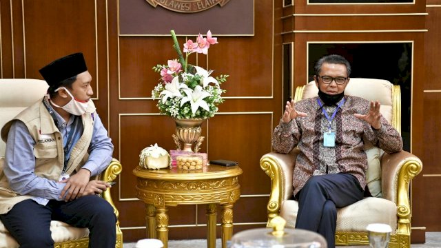 Gubernur Sulsel Prof. Nurdin Abdullah, menerima Mantan Ketua PB-HMI M Arief Rosyid Hasan, Senin (15/06/2020).