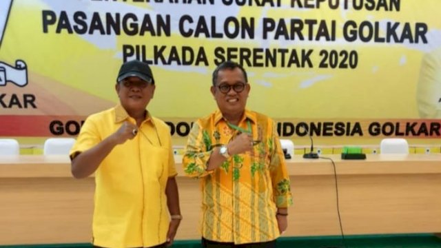 Pasangan Calon Bupati dan Wakil Bupati Soppeng, Andi Kaswadi Razak dan Lutfi Halide, saat menghadiri penyerahan rekomendasi usungan Partai Golkar, di Graha Widyiabhakti l, Kantor Golkar Slipi Jakarta Barat, Senin (13/07/2020).