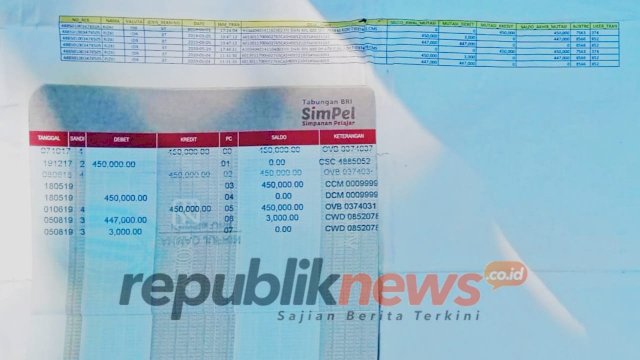 Buku Rekening salah satu Murid SDN 1 Banga, Kecamatan Mawasanga, Buton Tengah.