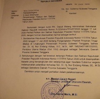 Terjawab Sudah, Kursi Sekda Provinsi Sultra Dijabat Oleh Endang