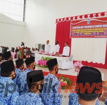 Pelantikan 491 PNS Baru Lingkup Pemkab Buton Tengah Terapkan Protokol Kesehatan