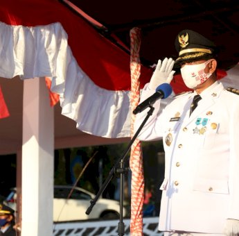 Ikuti Protokol Kesehatan, Upacara HUT Ke-75 RI Berlangsung Hikmat di Halaman Kantor Bupati Wajo