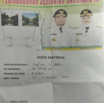 Beredar Foto Bupati-Wakil Bupati Sinjai di Nota Material Proyek Jembatan Barukang III