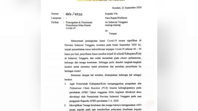 Surat imbauan Gubeenur Sultra.