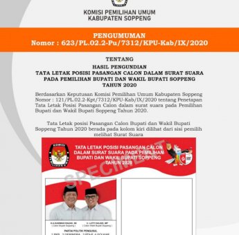 APK Paslon di Soppeng Belum Terpasang, Bawaslu: KPU Segera Mencetak dan Berkoordinasi Tim