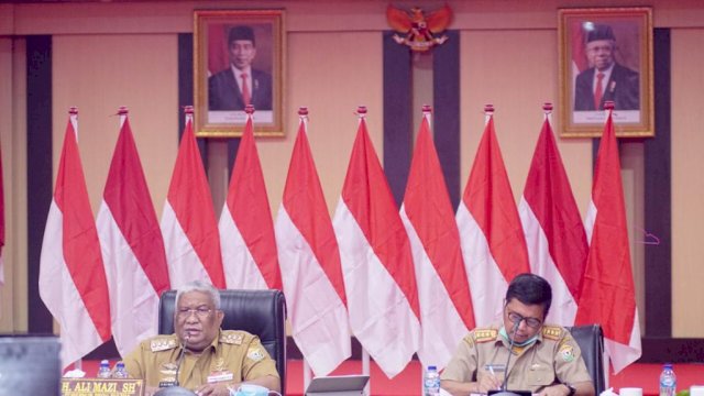 Gubernur Sultra Al Mazi, menghadiri rapat koordinasi yang digelar BPKM secara virtual, Selasa (06/10/2020).