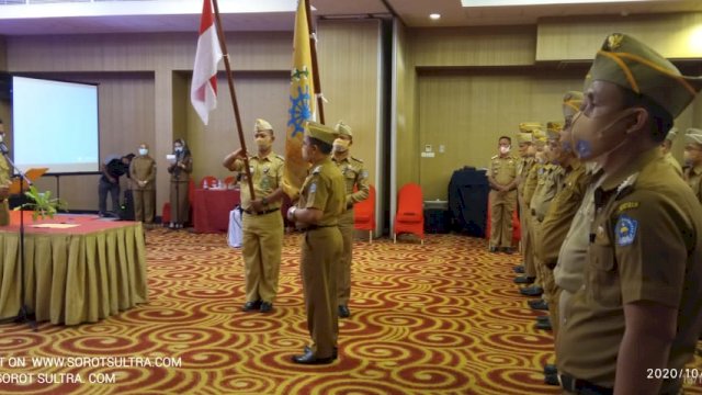 Rapat Kerja dan Pengukuhan Asosiasi Pemerintah Kecamatan dan Kelurahan (Aspeklur) Kota Kendari periode 2020-2022, Selasa (13/10/2020).