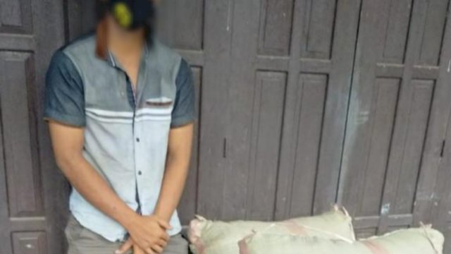 Terduga pelaku pencuri gabah padi di Kabupaten Soppeng.