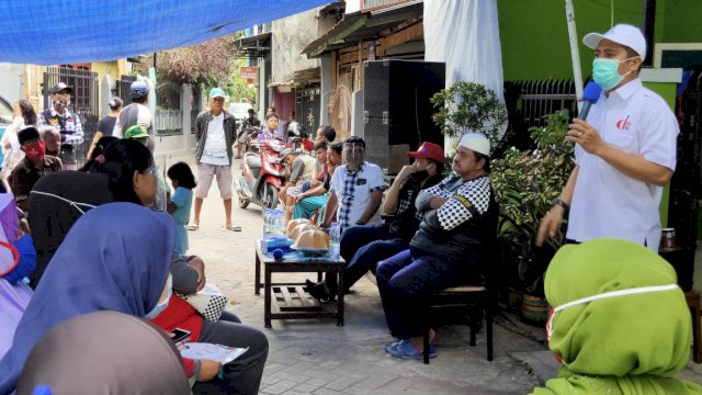 Calon Wali Kota Makassar Nomor Urut 3, Dr Syamsu Rizal Mi, sosialisasi tatap muka dengan warga Jalan Bakti, Kelurahan Tamamaung, Kecamatan Panakukkang, Senin (9/11/2020)
