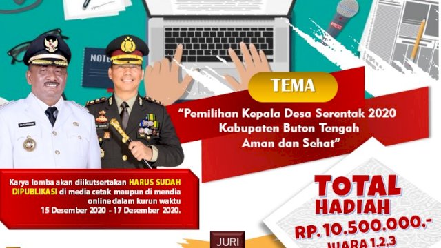 Polres Baubau Gelar Lomba Karya Tulis Jurnalis pada Pilkades Serentak 2020 Buton Tengah