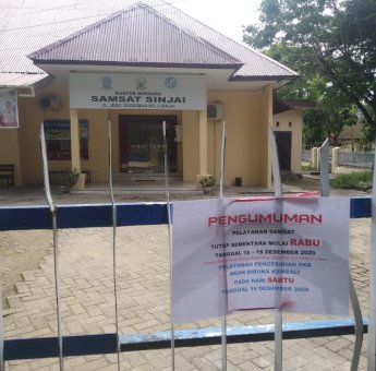 Cegah Covid-19, Kantor Samsat Sinjai Tutup Sehari