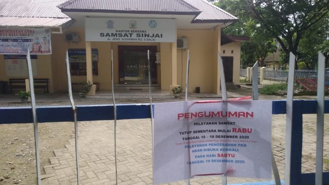 Cegah Covid-19, Kantor Samsat Sinjai Tutup Sehari